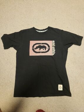Ecko Unltd Black Crew Neck Tee with Branded Neck Tape